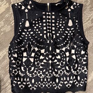 Ted Baker Black and Cream Lace Blouse